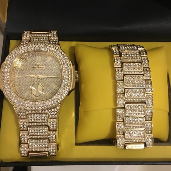Gold Watch And bracelet set